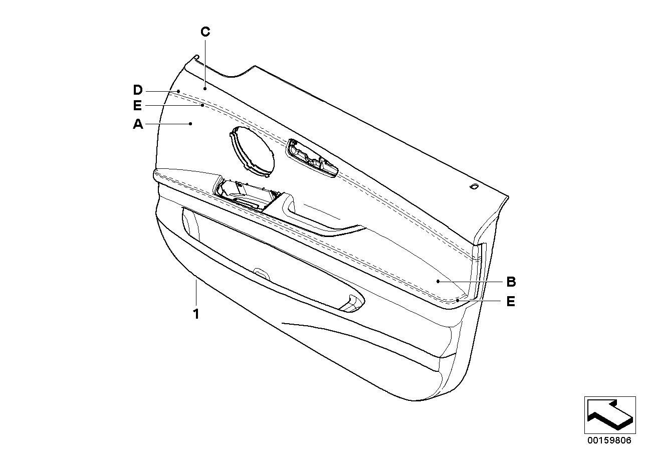 BMW 51417969226 Door Lining Leather Front Right
