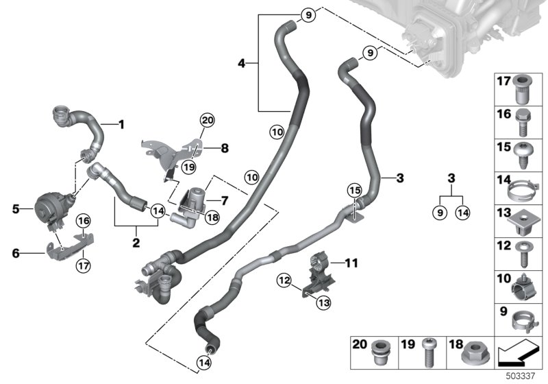 BMW 64219398806 COOLANT HOSE, RETURN