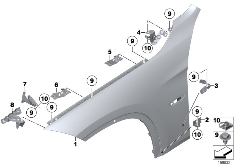 BMW 41002993156 Side Panel, Front Right