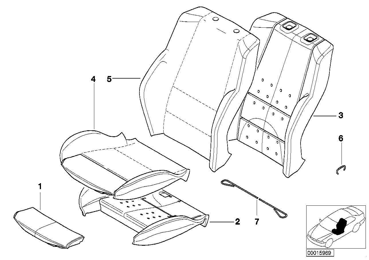 BMW 52107054378 Cover Backrest, Leather