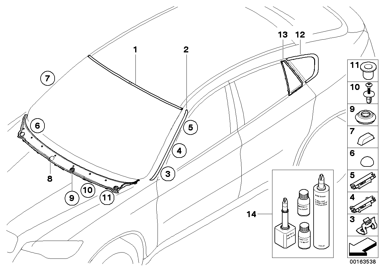 BMW 51377188322 Finisher, Side Window, Rear Right