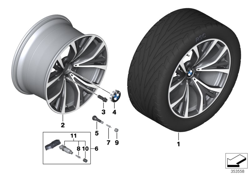 BMW 36116863101 Disc Wheel, Light Alloy, Bright-Turned