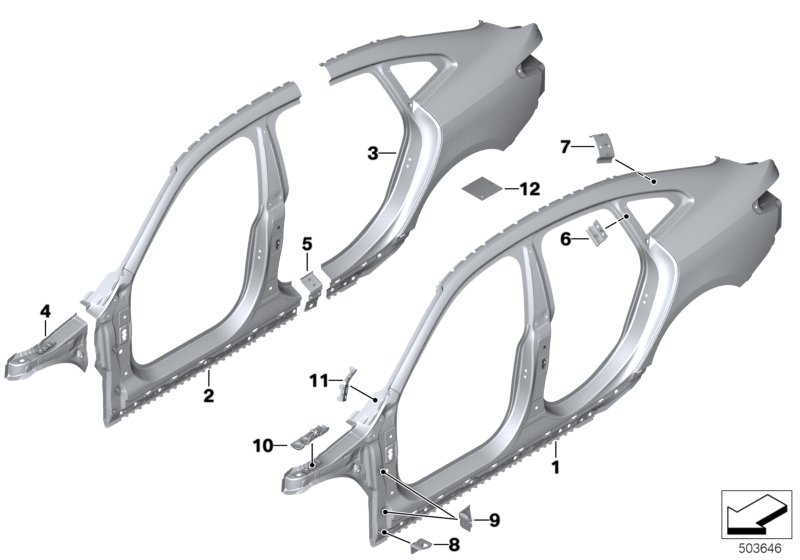 BMW 41009466216 REINFORCEMENT PLATE, SILL, R