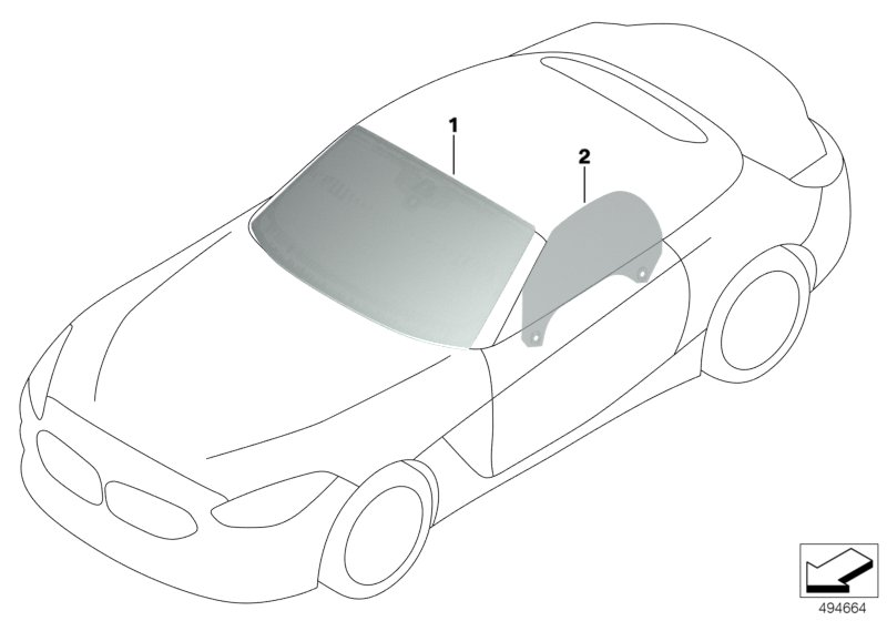 BMW 51337437300 SIDE WINDOW, DOOR, RIGHT FRO