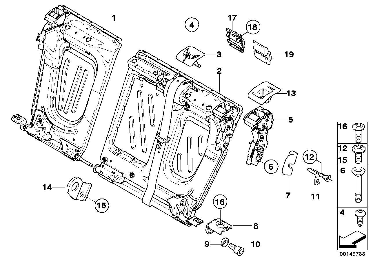 BMW 52207054021 Frame, Backrest Left