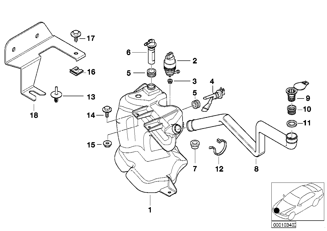 BMW 61662228068 Filler Pipe, Wash Container