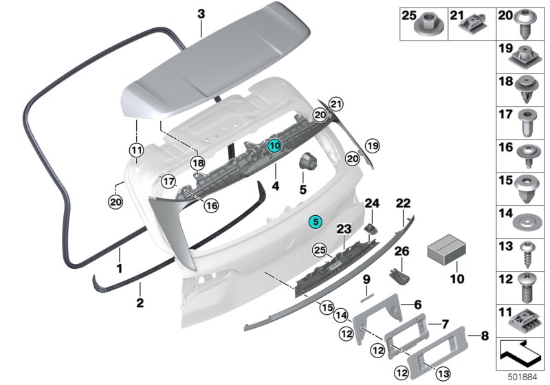 BMW 51767418844 TRUNK LID GASKET