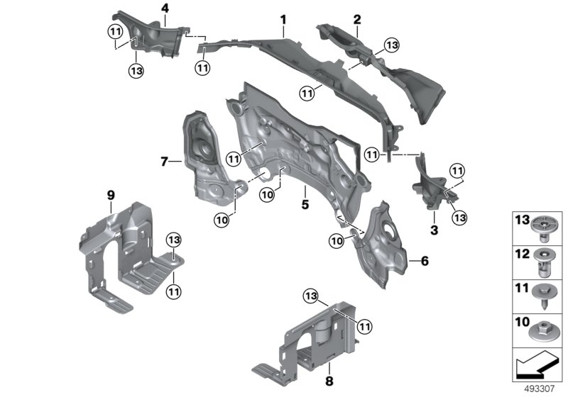 BMW 51717424947 FIREWALL, LOWER SECTION, LEF