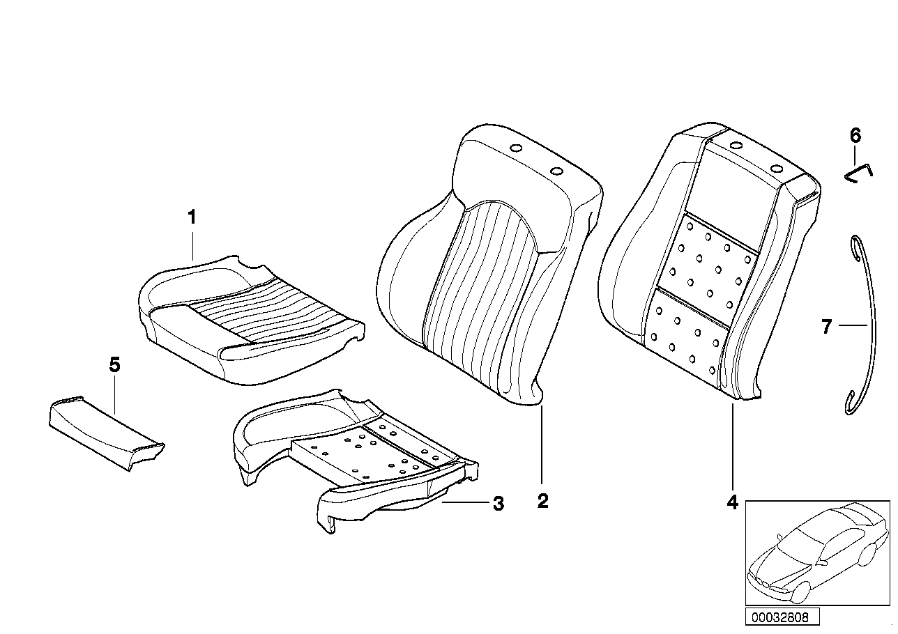 BMW 52107902469 Pad Seat Backrest Front