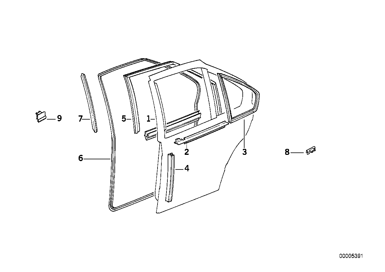 BMW 51221960847 Outer Weatherstrip, Left