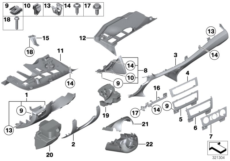 BMW 51452991262 Cover, Function Carrier Centre