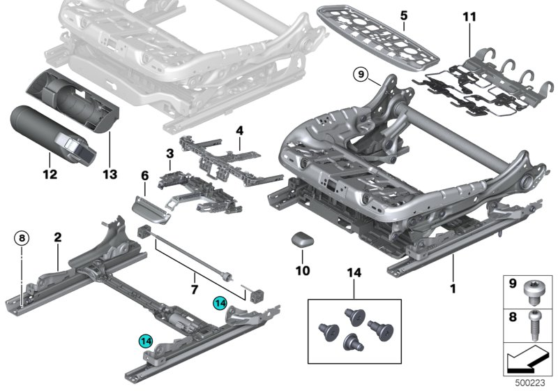 BMW 52107299671 Mechanism, Thigh Support, Bottom