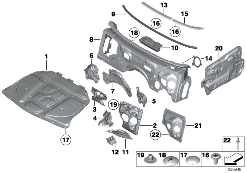 BMW 51489110178 Sound Insul.,Engine.-Compartment. Part. Wall,Right