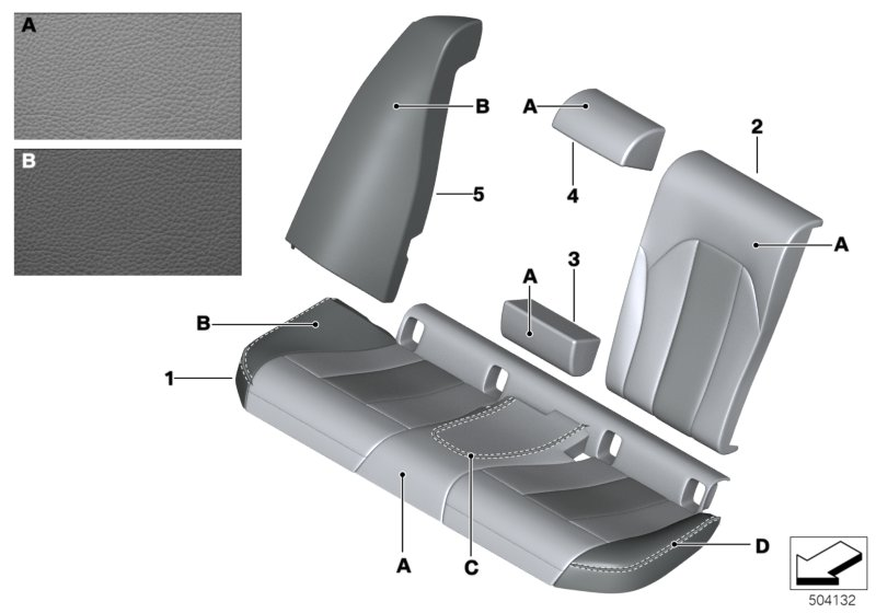 BMW 52207993180 COVER, BACKREST, REAR RIGHT