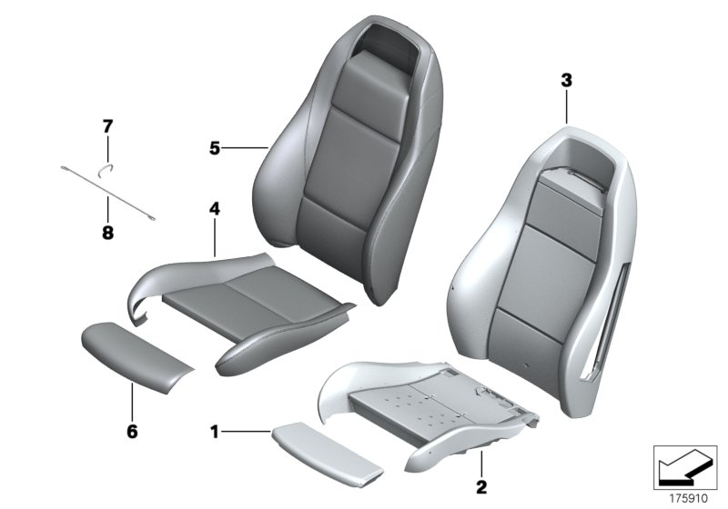 BMW 52107258201 Upholstered.Section.,Sportseat,Imit.Leath.,Right