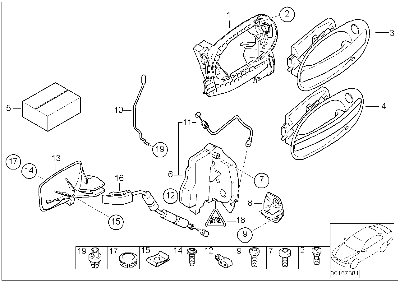 BMW 51217066682 Repair Kit, Outer Door Opener, Right