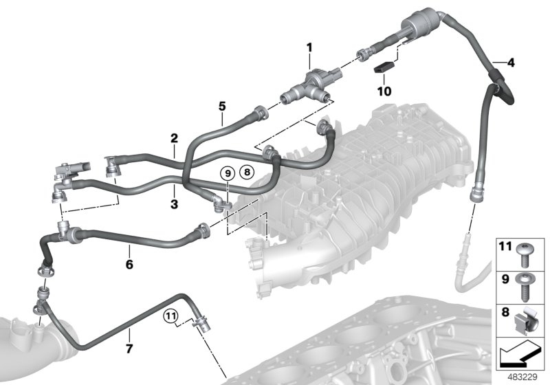 BMW 13908681537 Fuel Tank Breath.Line With Resonator