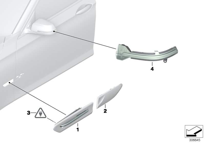 BMW 63137202184 Trim, Auxiliary. Direction Indicator, Right