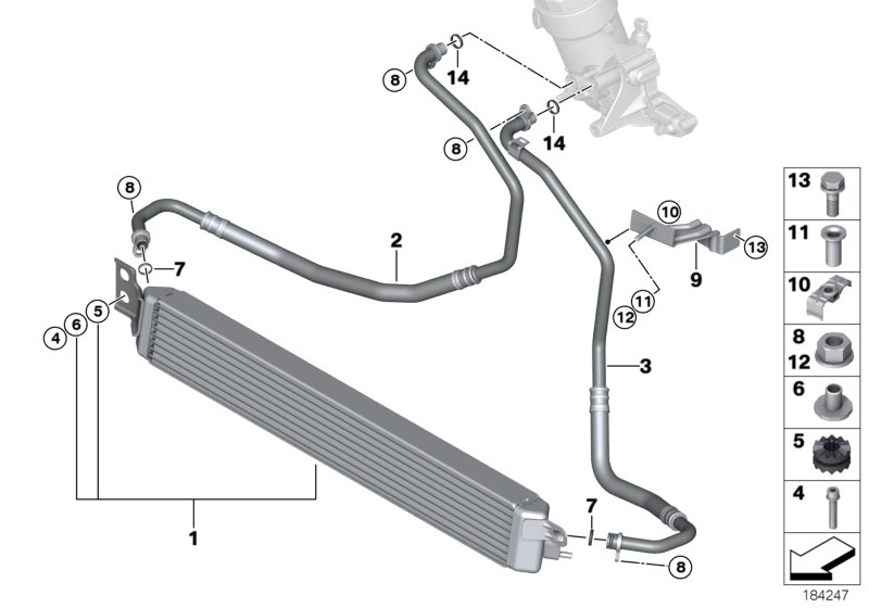 BMW 17222283418 Engine Oil Cooler Pipe, Return