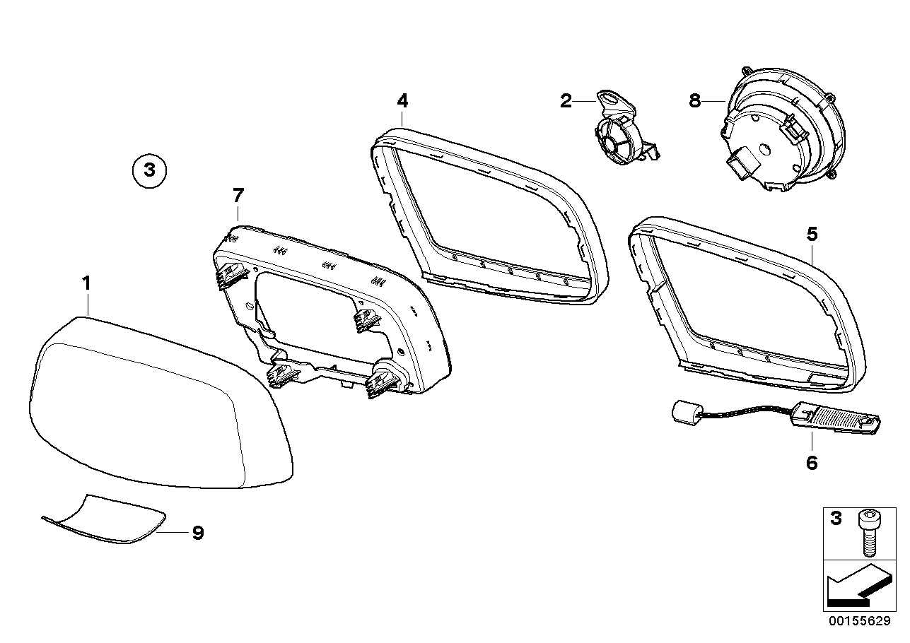 BMW 67136974453 Mirror Electronics, Right