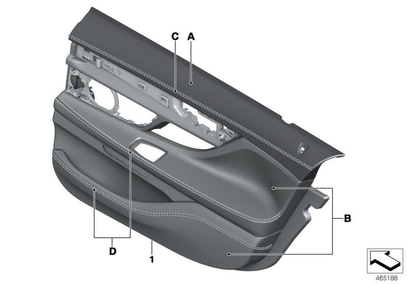 BMW 51427995614 DOOR LINING LEATHER REAR RIG