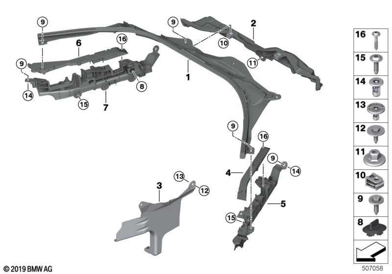 BMW 61128791080 FIREWALL, LOWER SECTION, LEF