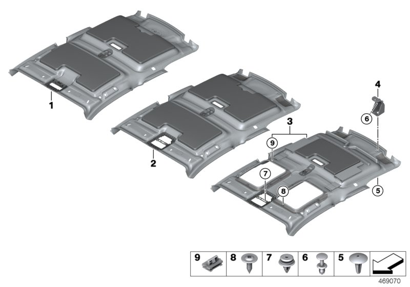 BMW 51447459861 SET OF CLAMPS SLIDE/TILT SUN