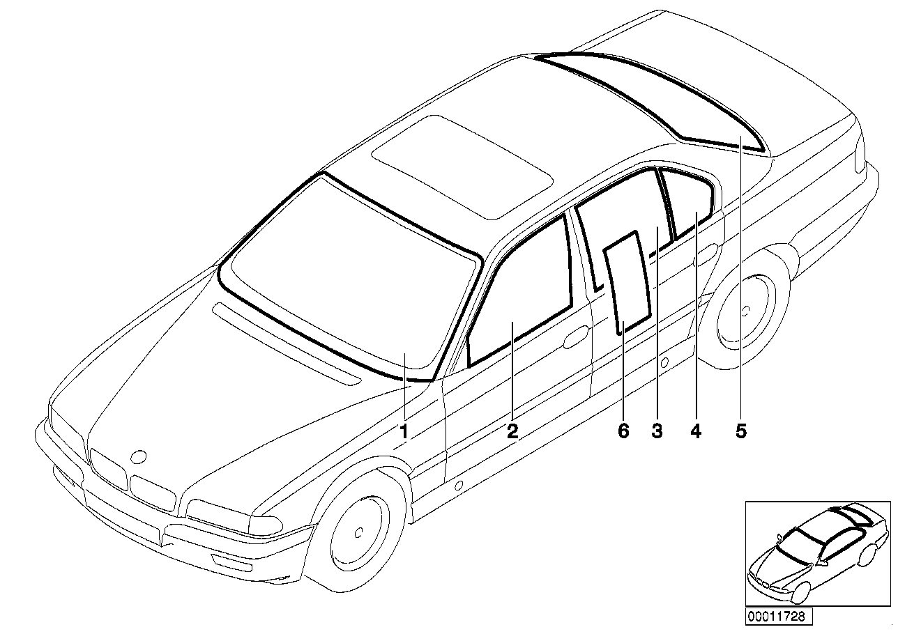 BMW 51347042307 Side Window, Black Left