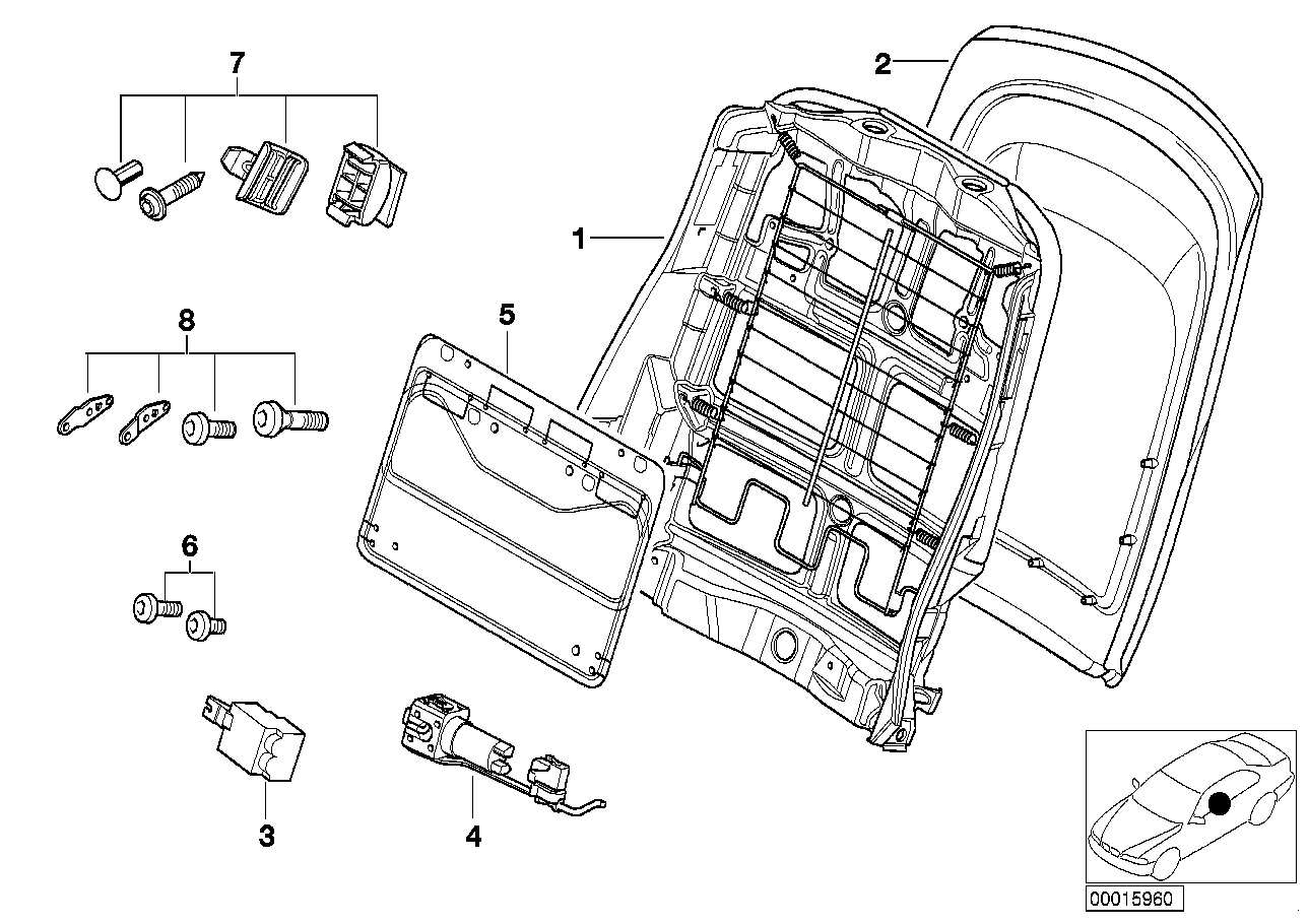 BMW 52107031434 Rear Panel With Net Bag