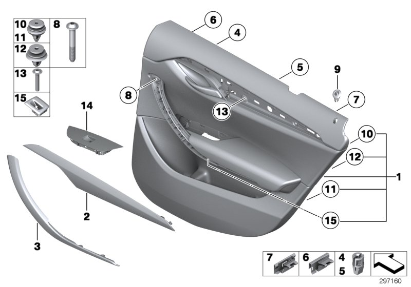 BMW 51422992890 Door Lining Vynil Rear Right