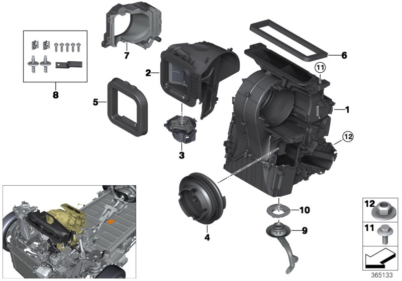 BMW 64119297736 Set Of Parts Heater/Air Condit. Housing