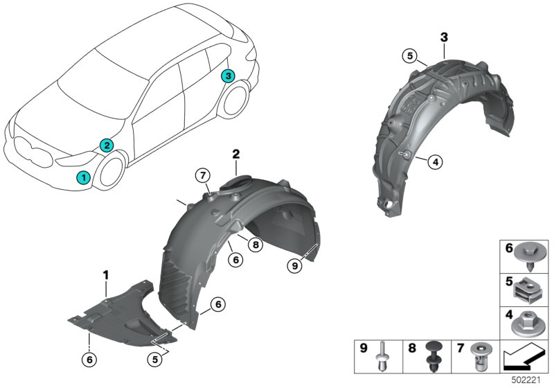 BMW 51717436628 COVER FOR WHEELHOUSING, FRON