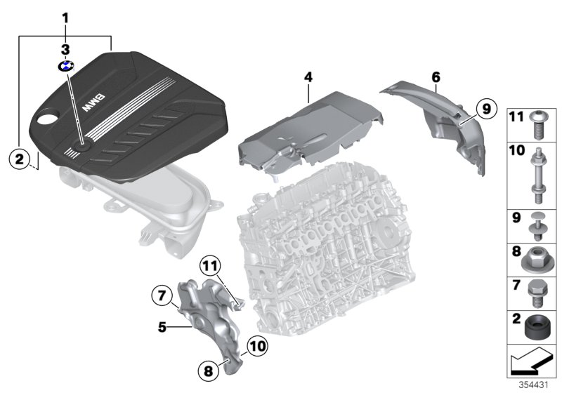 BMW 11147823219 Acoustic Cover Rear