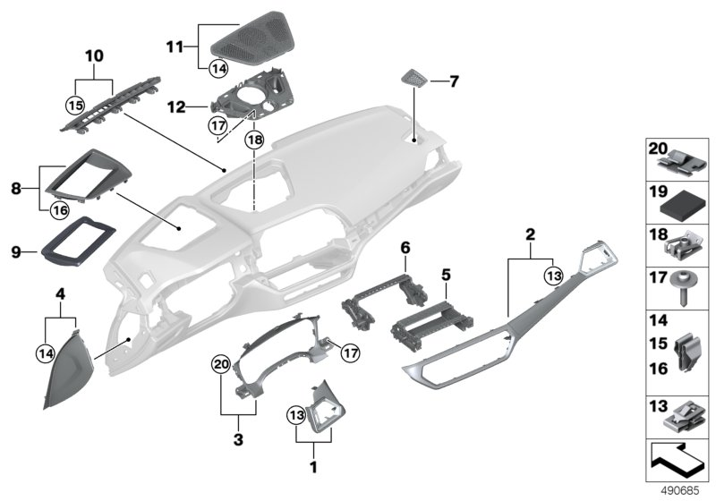 BMW 51456811460 I-PANEL TRIM, ALU MESH EFFEC