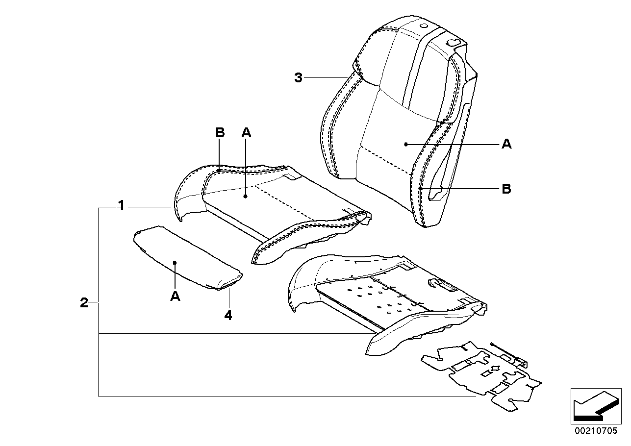 BMW 52107978417 Padded Section, Seat, Leather, Right