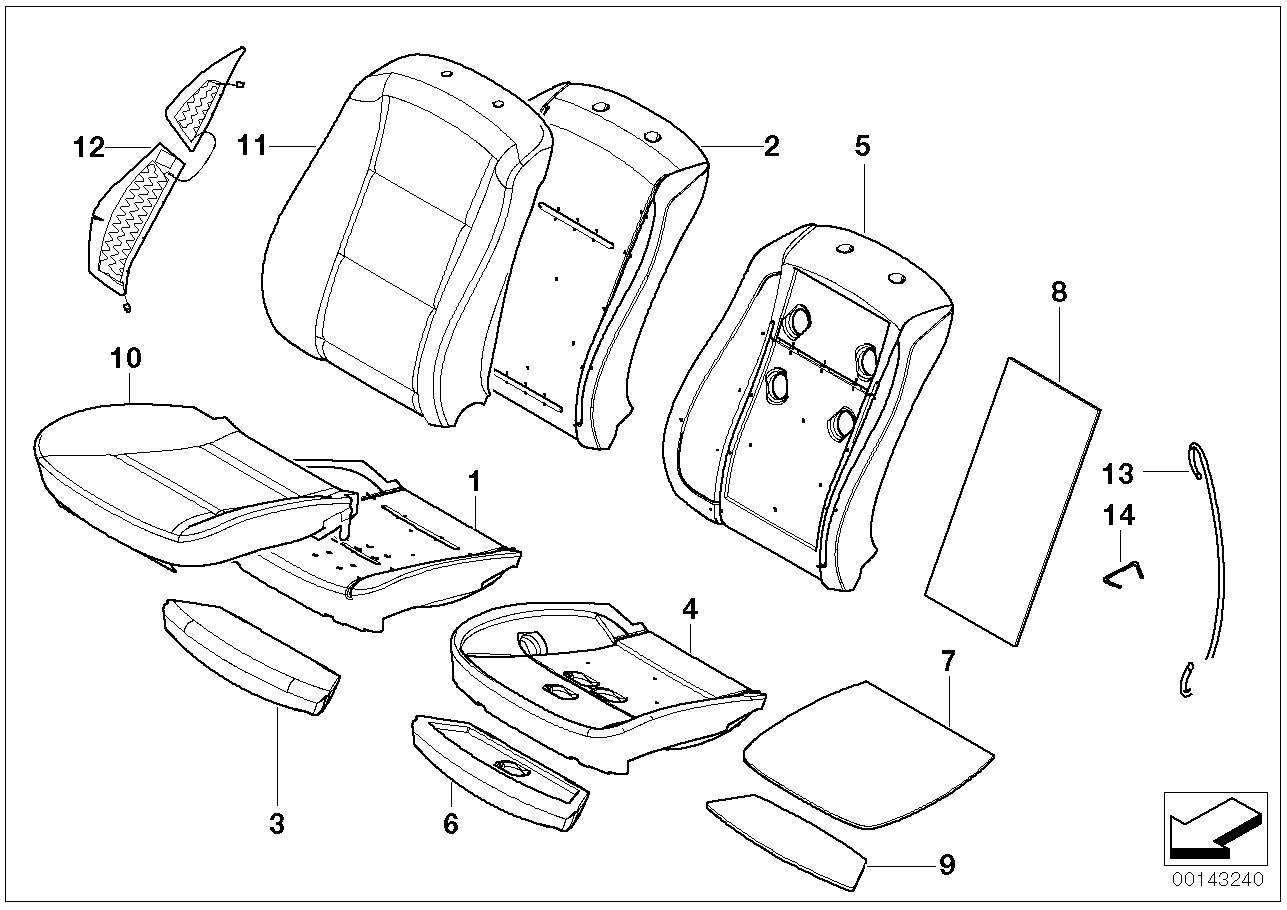 BMW 52107898564 Cover For Comfort Backrest, Leather