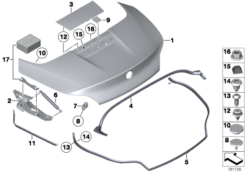 BMW 41627191277 Fastening Kit, Rear-Lid Hinge