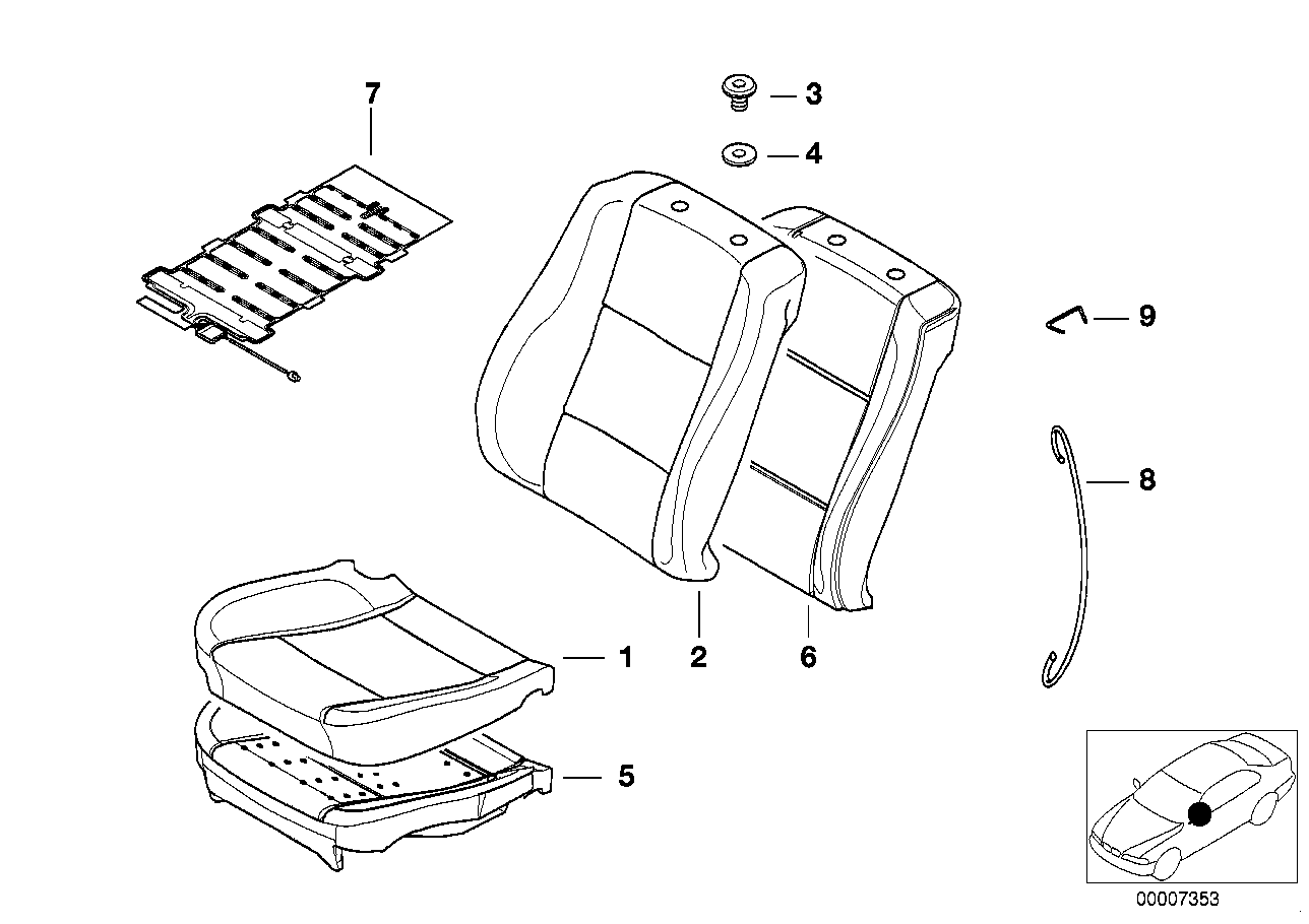 BMW 52108258918 Cover Backrest, Leather