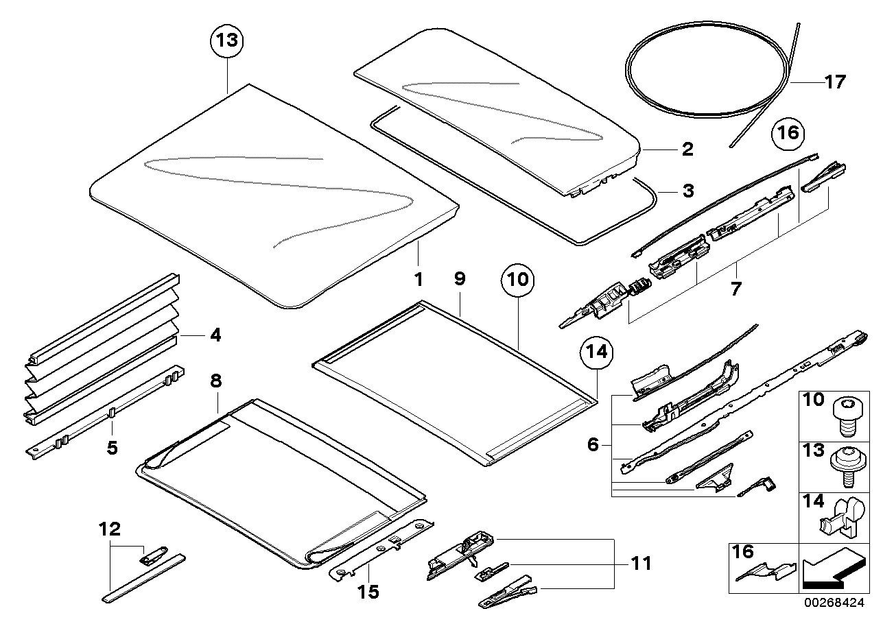 BMW 54107199524 Cover Plates, Sliding Roofliner