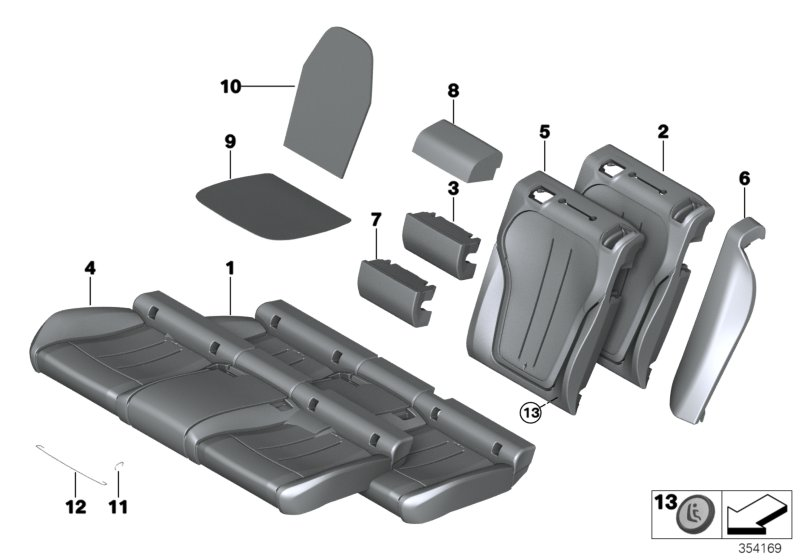 BMW 52208061979 COVER, BACKREST, PERFORATED