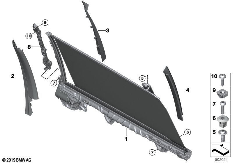 BMW 51357482515 B-PILLAR FINISHER, OUTER LEF