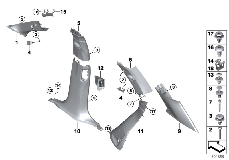 BMW 51437485832 COVER, COLUMN C, BOTTOM RIGH