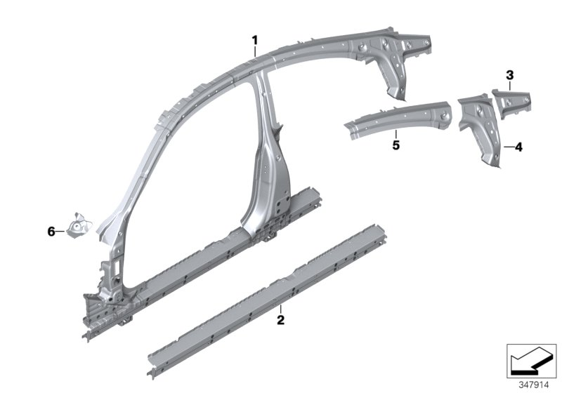 BMW 41007343082 Side Frame, Middle Right