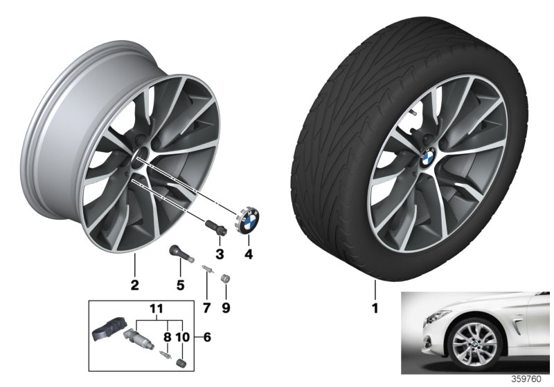 BMW 36116796259 Disc Wheel, Light Alloy, Bright-Turned