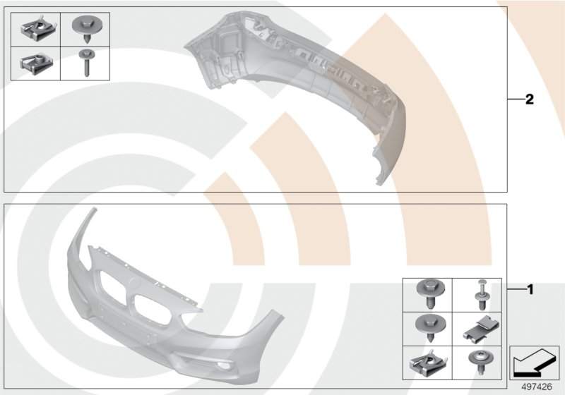 BMW 51122471545 SET OF MOUNTED PARTS, BUMPER