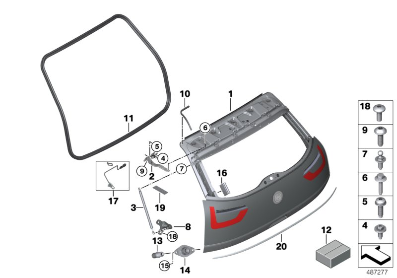 BMW 51007398374 Fastening Set, Rear-Lid Trim Panel