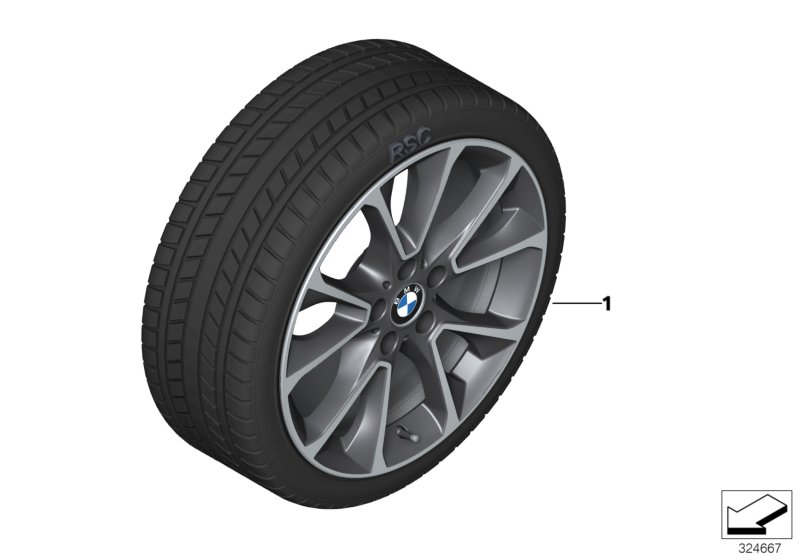 36112349633 BMW Rdci Wheel/Tyre Winter Orbitgrey Polish