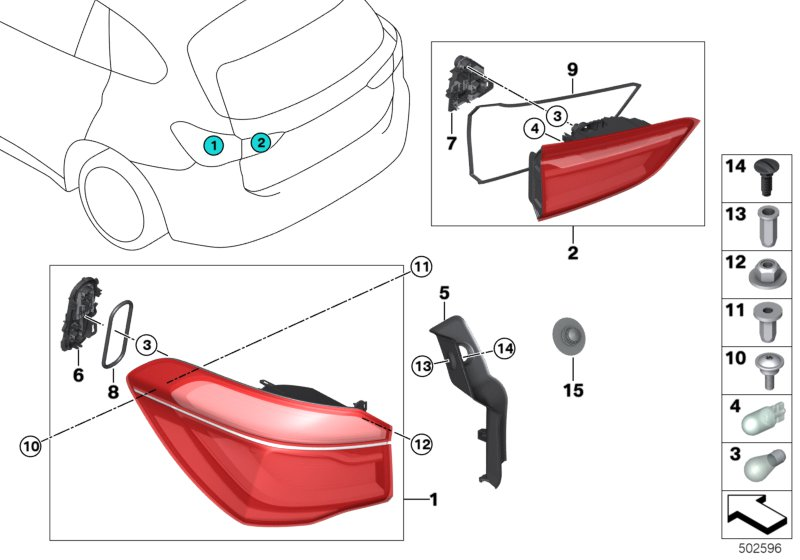 BMW 63217350713 Rear Light In The Side Panel, Left