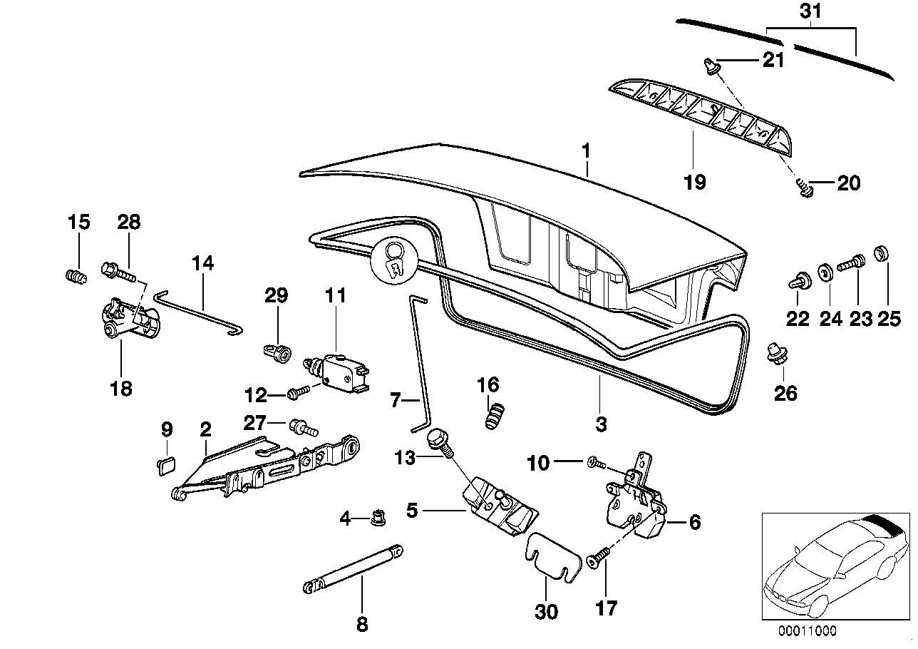 BMW 51241960862 Gas Pressurized Spring