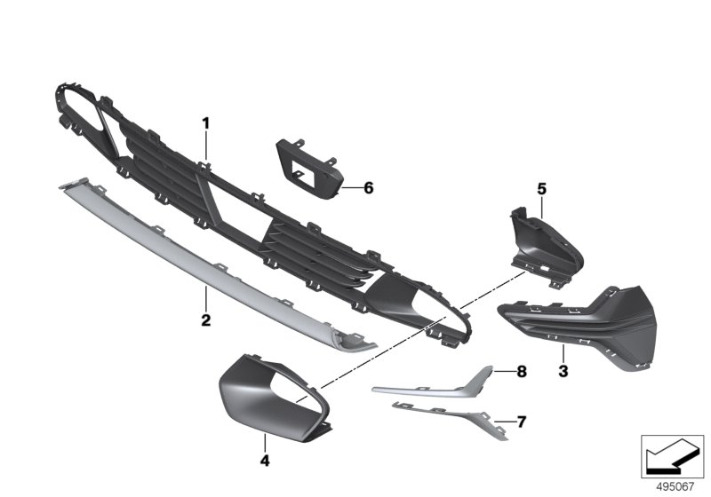 BMW 51117464276 Grill, Side, Closed, Right